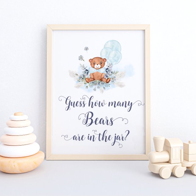 Póster Cute Teddy Bear Globos Azules Adivina Cuántos Osos (Subido por el creador)
