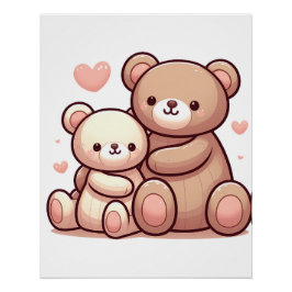 Póster Cute Teddy Bear Pareja El día de San Valentín