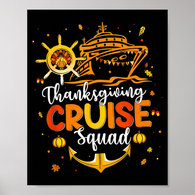 Póster Cute Thanksgiving Cruise Squad Matching Family Vac (Frente)