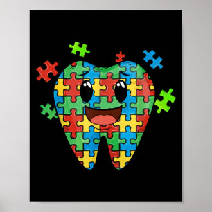 Póster Cute Tooth Puzzle Dental dentista instantáneo Auti