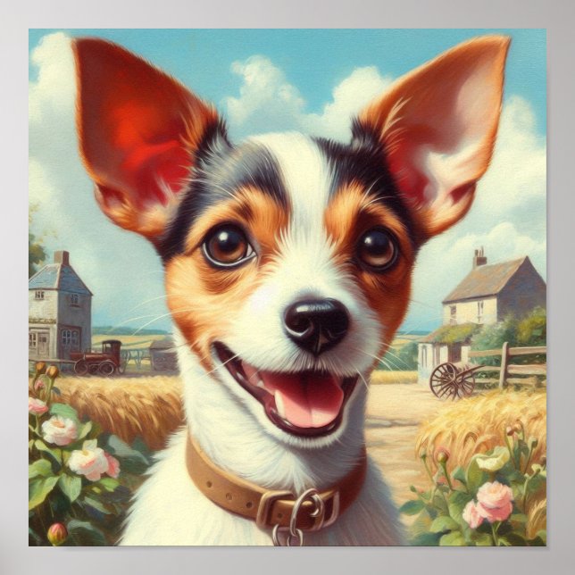 Póster Cute Toy Fox Terrier Pintura (Frente)