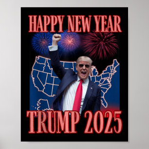 Póster Cute Trump Feliz Año Nuevo 2025 45 47 Outlaw Won S