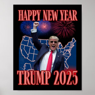 Póster Cute Trump Feliz Año Nuevo 2025 45 47 Outlaw Won S