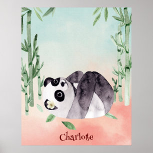 Póster Cute Tumbling Panda