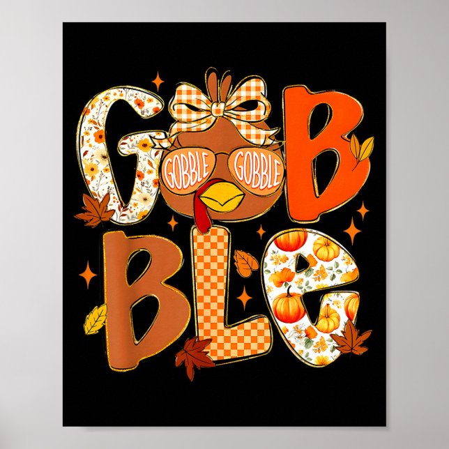 Póster Cute Turkey Camo Happy Thanksgiving Fall Kids Boy  (Frente)