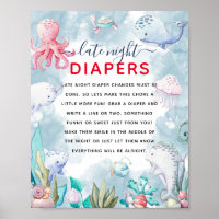 Cute Under Sea Baby Shower 'Diaper nocturno'