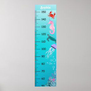 Póster Cute Under the Sea Growth Chart Centímetro