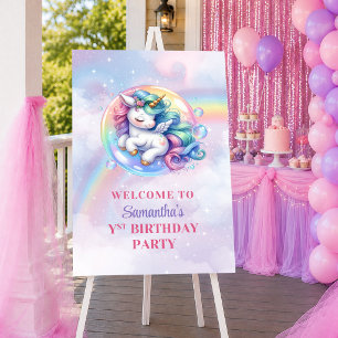 Póster Cute Unicorn Día Mágico Cumpleaños Chica Bienvenid