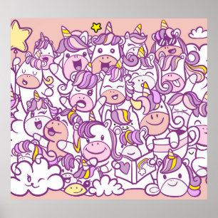 Póster Cute Unicorn Pony: Colección Magic Doodle