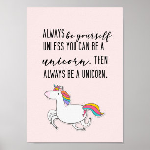 Póster Cute unicorn quote typography.Always be a unicorn