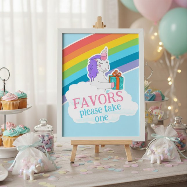Póster Cute Unicorn Rainbow Favors Birthday Poster (Subido por el creador)