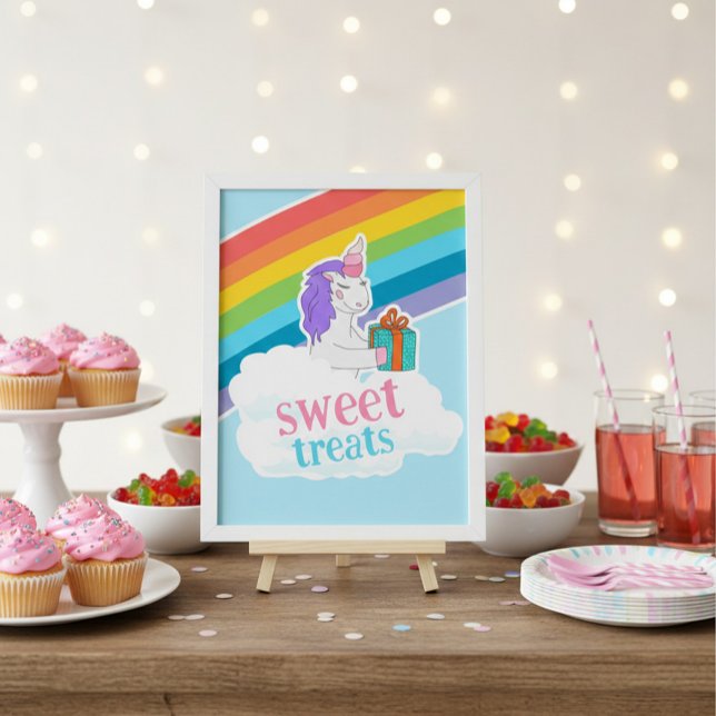Póster Cute Unicorn Rainbow Sweet Treats Birthday Poster (Subido por el creador)