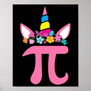 Póster Cute unicornio Pi Math Pun Day Math