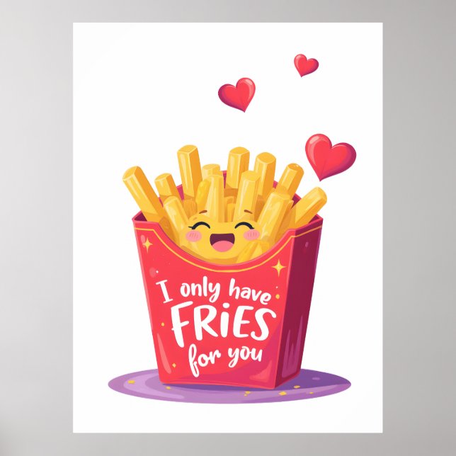 Póster Cute Valentine French Fries Pun (Frente)