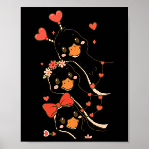 Póster Cute Valentine Ganso Coqueta Divertida Tonta Ganso