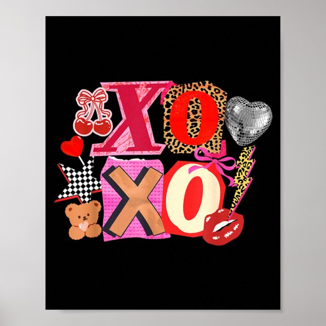 Póster Cute Valentine Xoxo Funny Valentine Hearts Lover G (Frente)