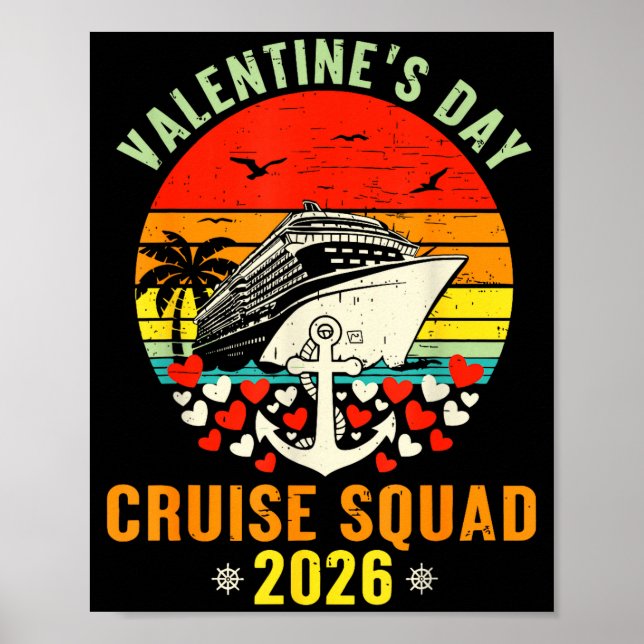 Póster Cute Valentines Day Cruise 2026 Matching Cruise Fo (Frente)