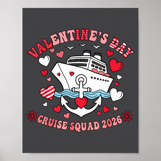 Póster Cute Valentines Day Cruise 2026 Matching Cruise Fo (Frente)