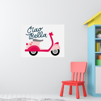 Póster Cute Vespa Scooter Ciao Bella