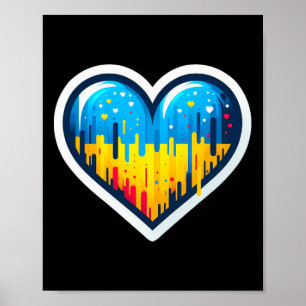 Póster Cute Vintage Abanico Ucraniano Bynner Bandera de U