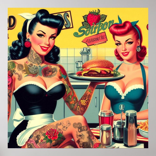 Póster Cute Waitress Pin-ups (Frente)