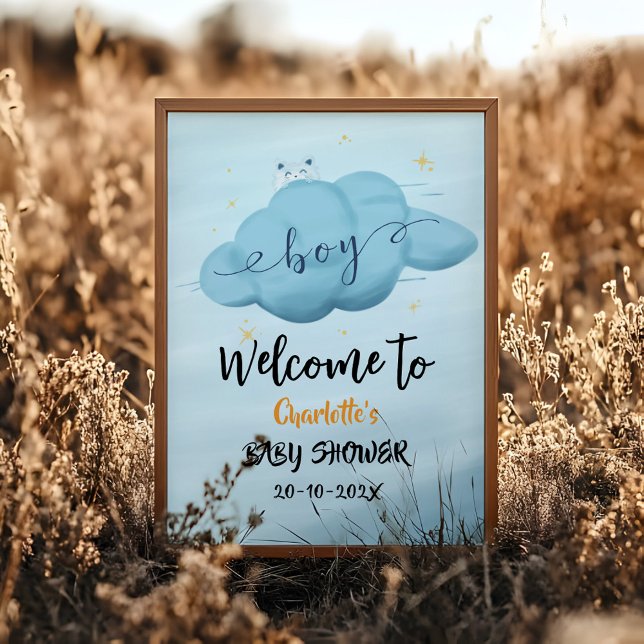 Póster Cute Watercolor Cloud Baby Boy Shower Welcome (Subido por el creador)