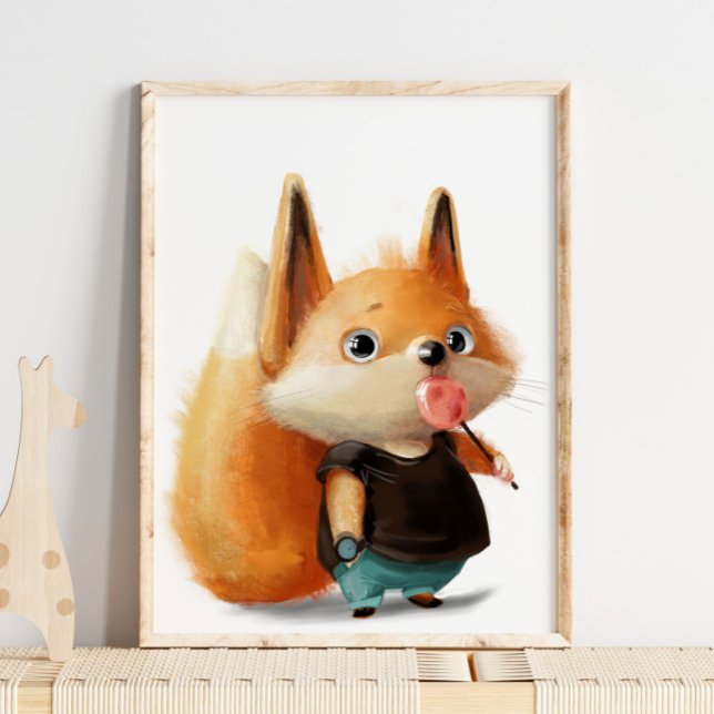 Póster Cute Watercolor Fox Lollipop | Fox Wall Print (Subido por el creador)