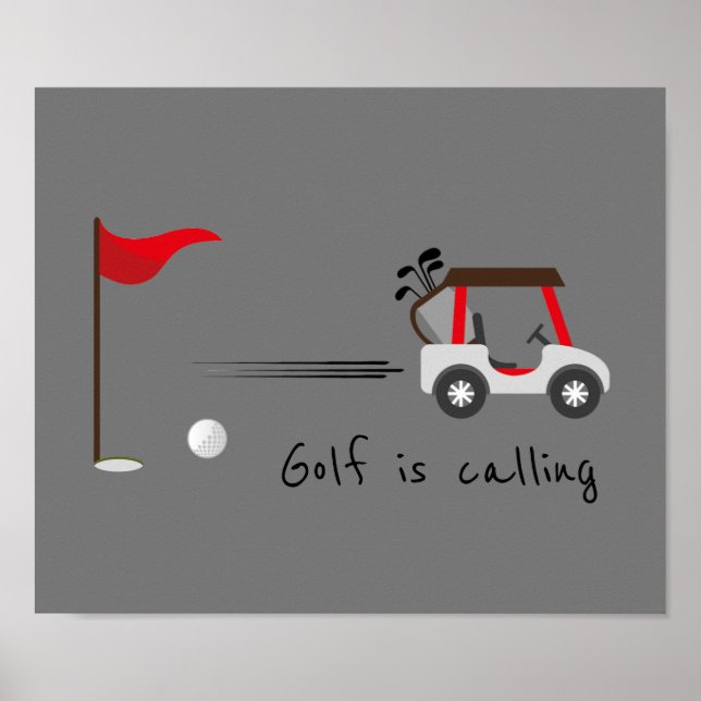 Póster Cute Watercolor Golf Fun Golf Calling Quote (Frente)