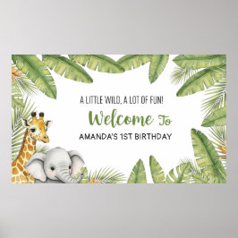 Póster Cute Watercolor Party Animals Birthday Poster