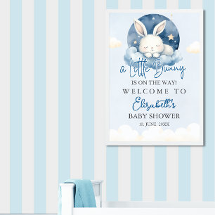 Póster Cute Watercolor Rabbit Baby Shower Boy