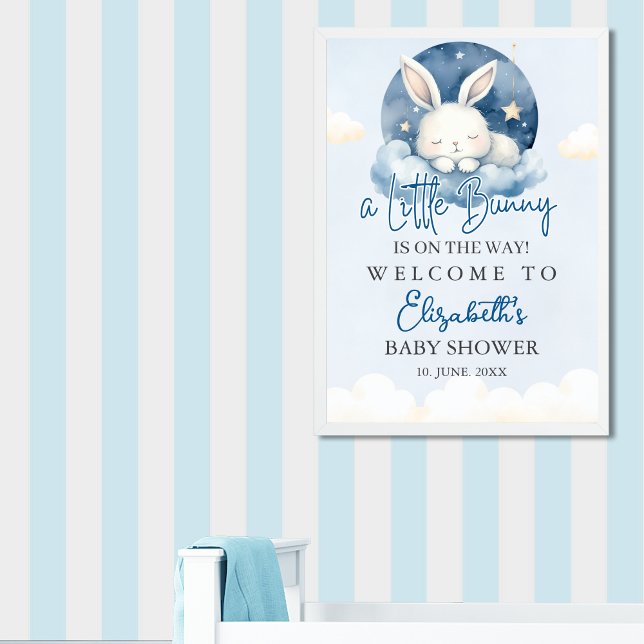 Póster Cute Watercolor Rabbit Baby Shower Boy (Subido por el creador)