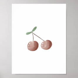 Póster Cute Watercolour Cherry Fruit Nursery Poster