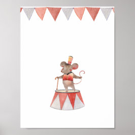 Póster Cute Watercolour Circus Mouse Nursery