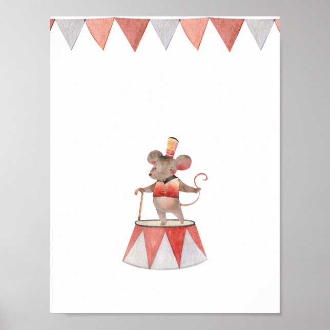 Póster Cute Watercolour Circus Mouse Nursery (Frente)