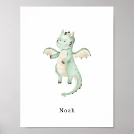 Póster Cute Watercolour Dinosaur Name Poster