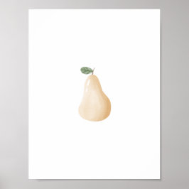 Póster Cute Watercolour Pear Fruit Nursery Poster