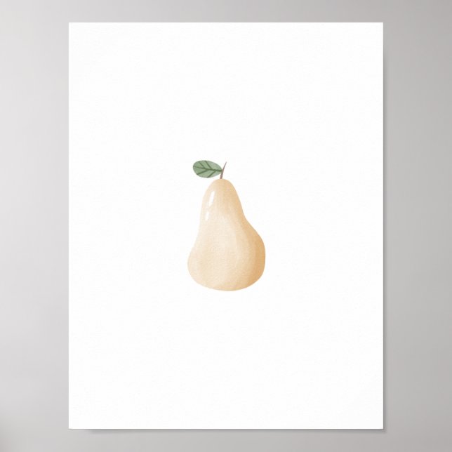 Póster Cute Watercolour Pear Fruit Nursery Poster (Frente)