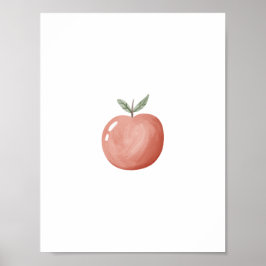 Póster Cute Watercolour Red Apple Fruit Nursery Poster