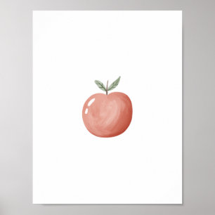 Póster Cute Watercolour Red Apple Fruit Nursery Poster