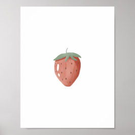 Póster Cute Watercolour Strawberry Fruit Nursery Poster