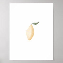 Póster Cute Watercolour Yellow Lemon Fruit Nursery Poster