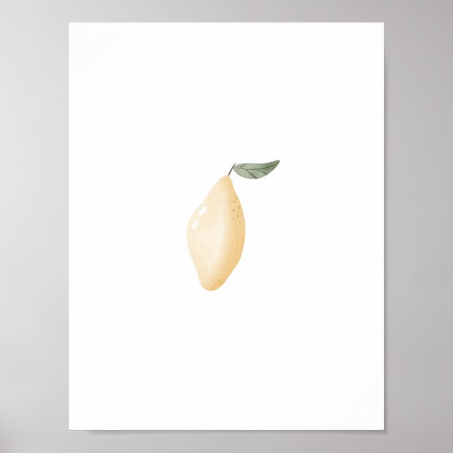 Póster Cute Watercolour Yellow Lemon Fruit Nursery Poster (Frente)