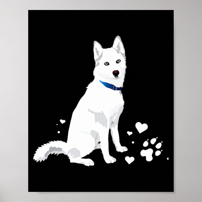 Póster Cute White Siberian Husky Sweet White Snow Dog  (Frente)