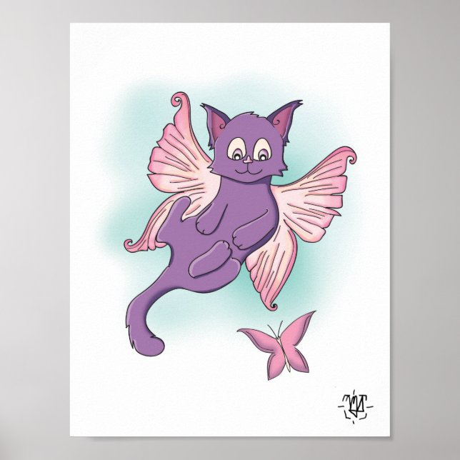 Póster Cute Winged Fairy Kitty (Frente)