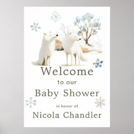 Póster Cute Winter Arctic Wolf Baby Shower