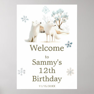 Póster Cute Winter Arctic Wolf Birthday Party