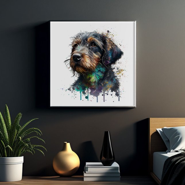 Póster Cute Wire-Haired Dachshund Puppy Watercolor Art (Subido por el creador)