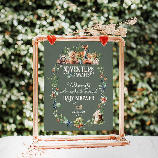 Póster Cute Woodland Animal Adventure Neutral Baby Shower (Subido por el creador)