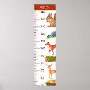 Póster Cute Woodland Animal Growth Charts