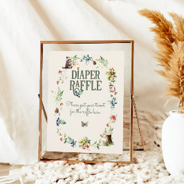 Póster Cute Woodland Animal Neutral Baby Shower Diaper